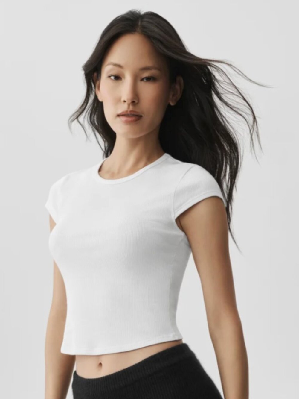 Alo Ribbed Modal Cap Sleeve Top White NWT Size Small